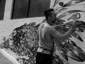 Innovation peinture ; Wall art avec peinture à partir de pollution