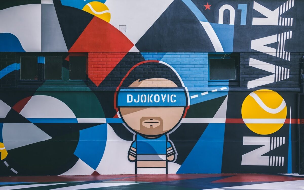 Monsieur Peinture a réalisé les fresques sur le terrain de tennis de Clichy, en l'honneur de Novak Djokovic