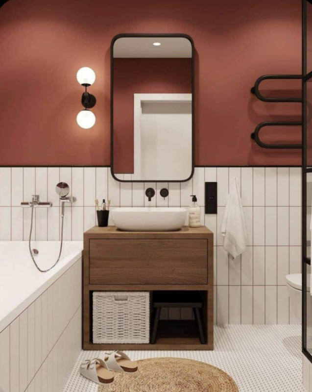 Joint carrelage couleur pour une salle de bains originale