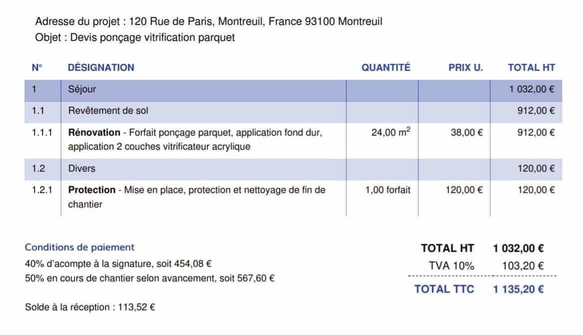 Exemple de devis — Monsieur Peinture