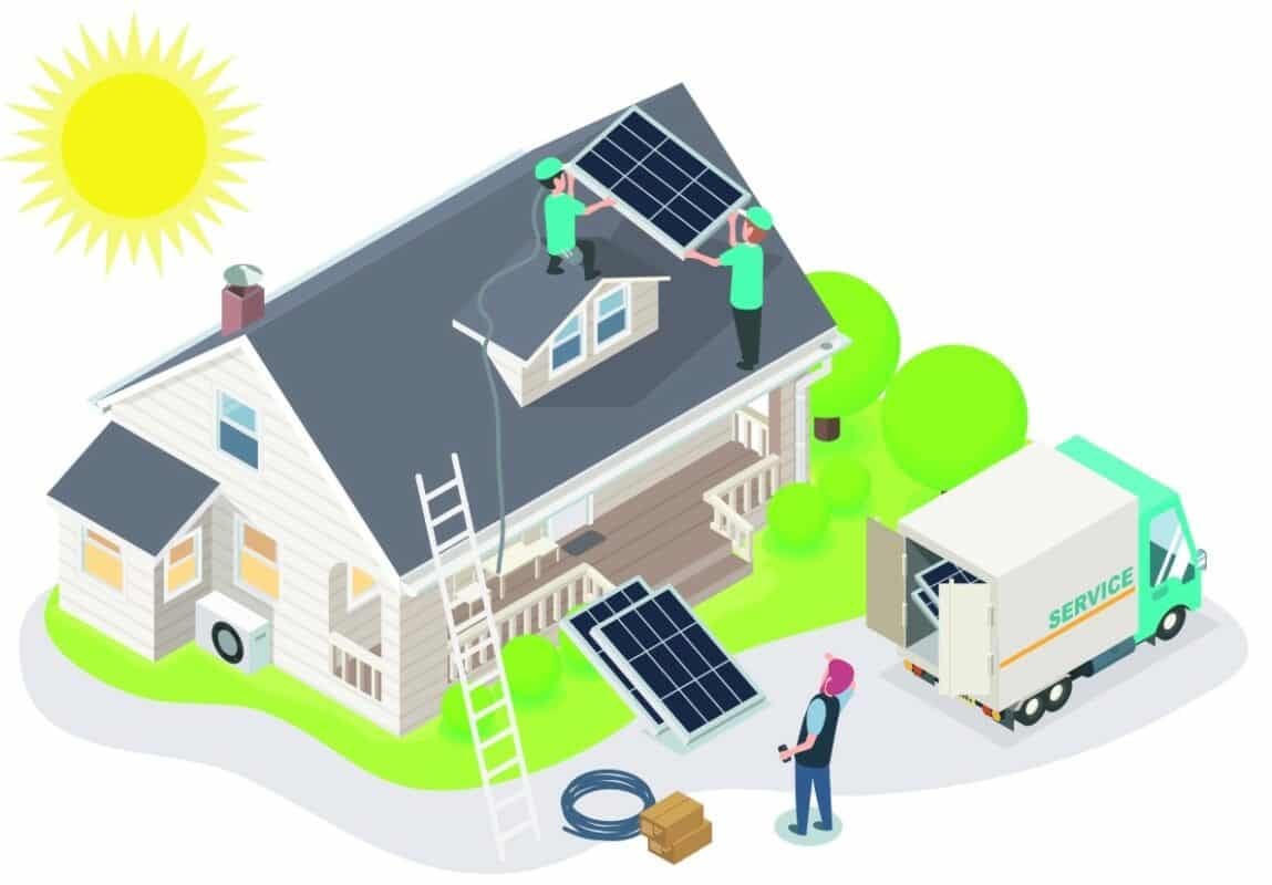 Maison autonome avec panneaux solaires