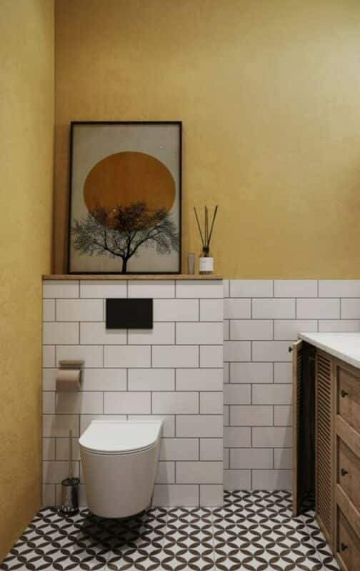 Salle de bain peinture ocre