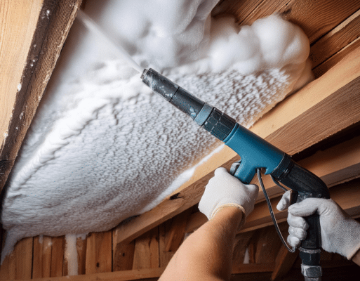 Application de mousse isolante projetée au pistolet