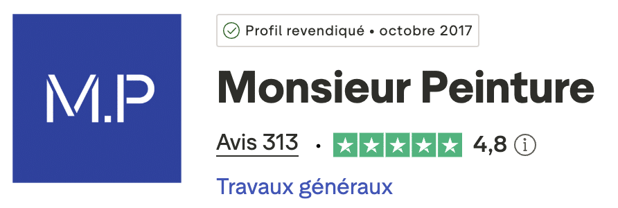 Avis clients Monsieur Peinture sur la plateforme Trustpilot (juillet 2026)